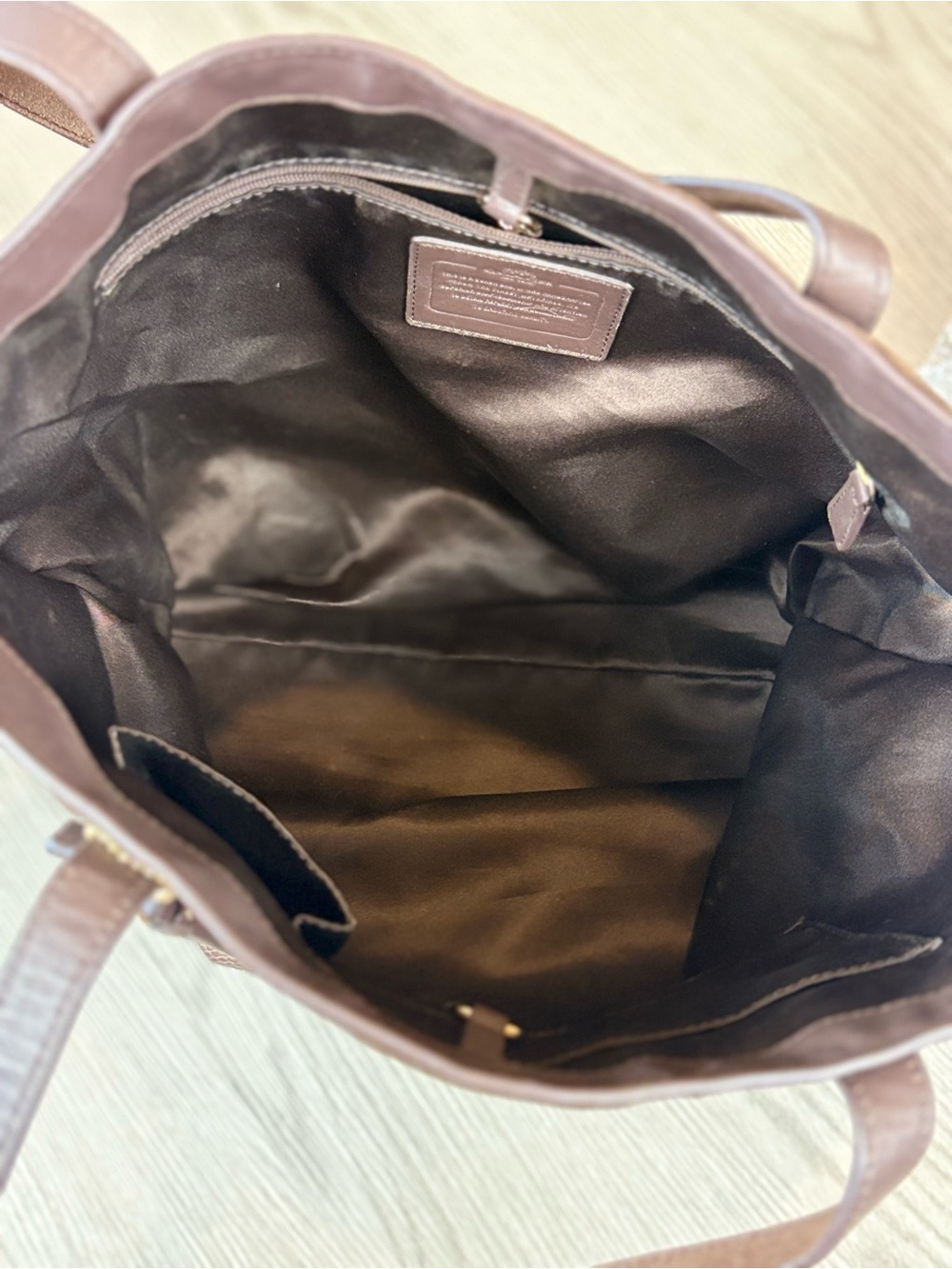 Coach Taupe and Brown Embossed Leather Tote - Picture 9 of 10
